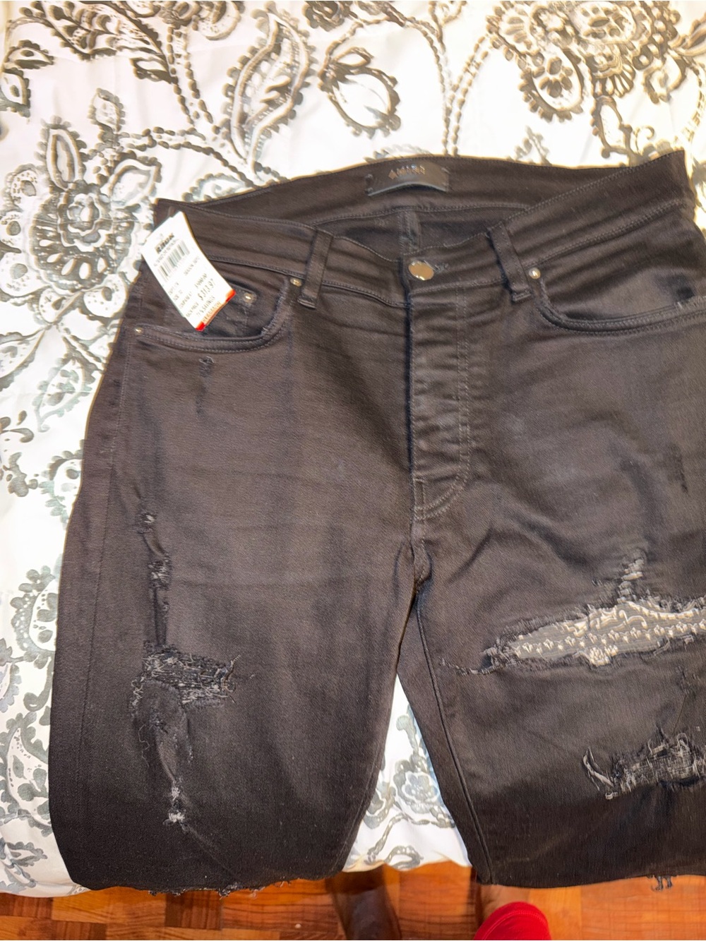 AMIRI Black Distressed Skinny Jeans